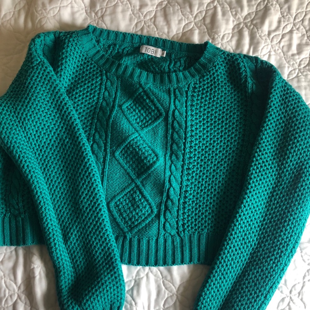TOBI turquoise cropped sweater